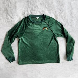 Velvet Feel Green Rainbow Pullover